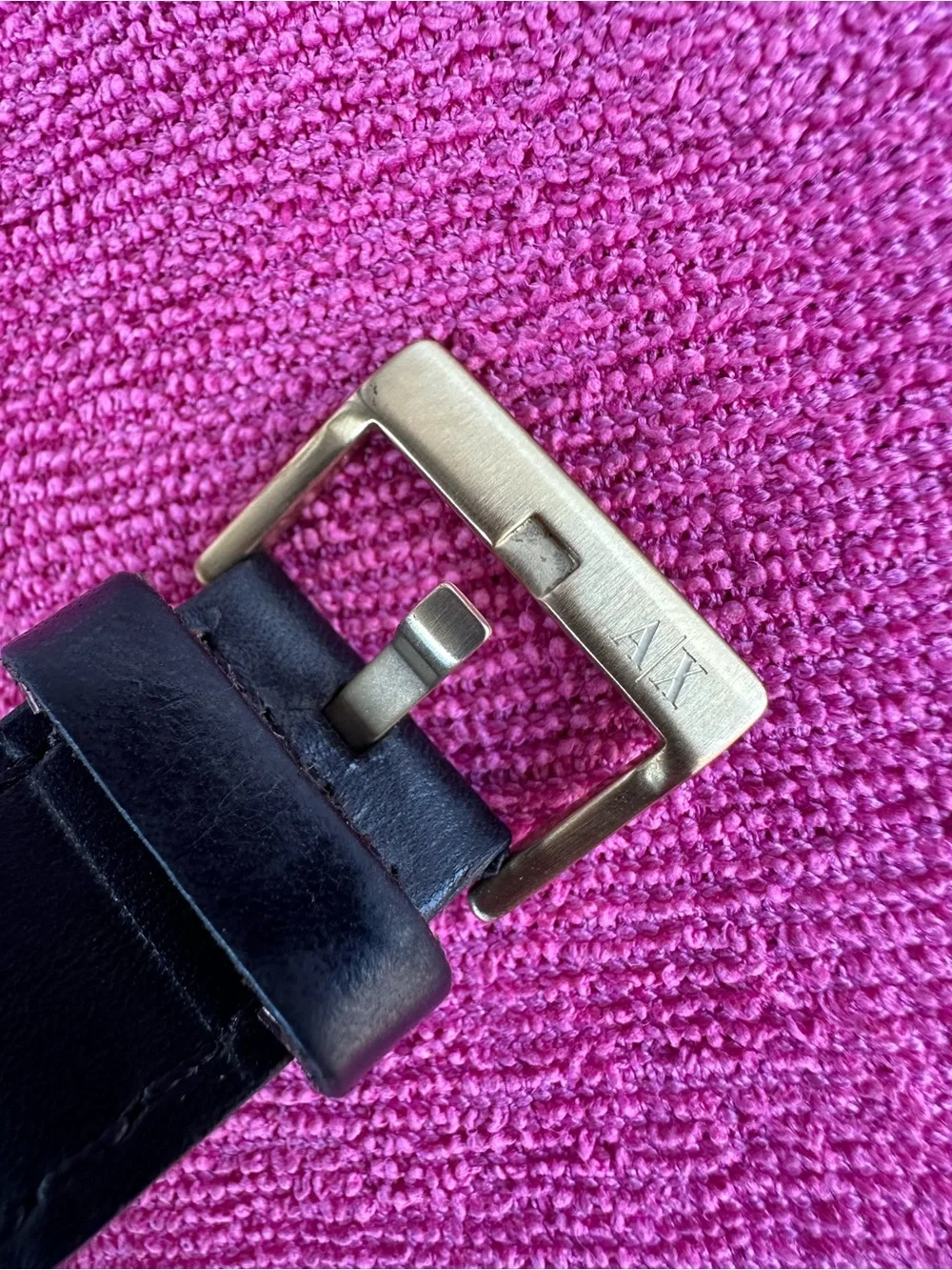 Armani Exchange Gold Case Black Dial Watch with Red Seconds Hand